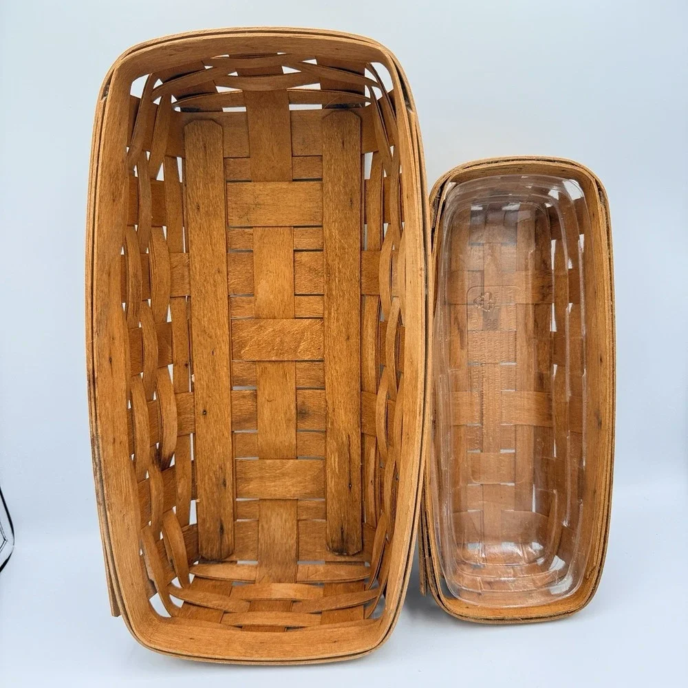 VTG Longaberger Basket Lot 2 Bread Loaf Woven Wood Farmhouse Cottage Decor